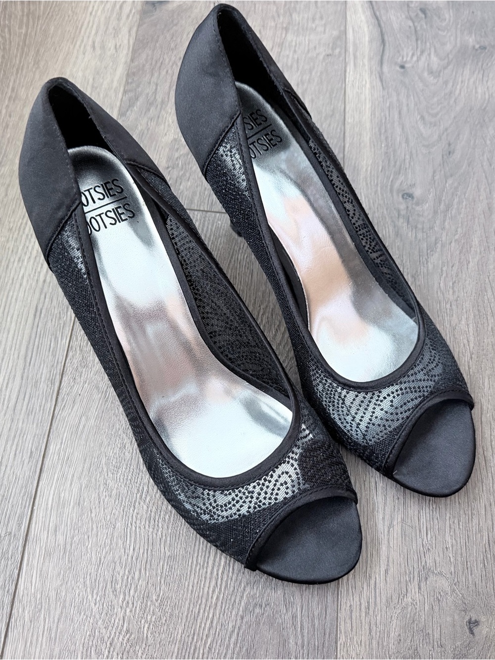 Mootsie Tootsie Black Peep-Toe Women's Heels